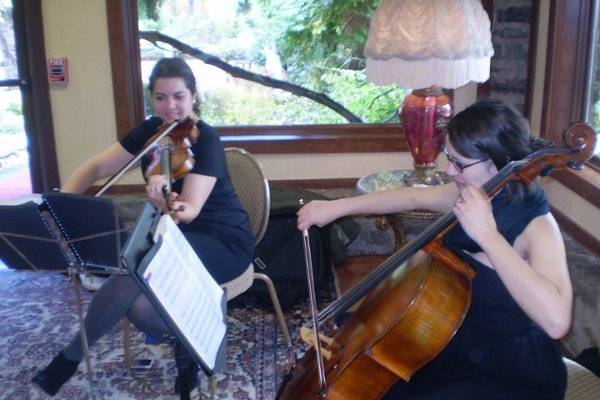 String Duo for Ceremony or Cocktail Hour.
http://www.atmosphere-productions.com/livemusicians.html