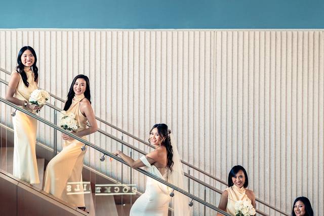 Bridesmaids on Staircase