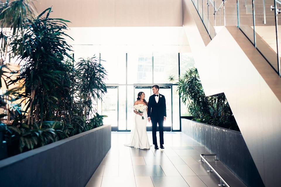 Bride and Groom in Lobby