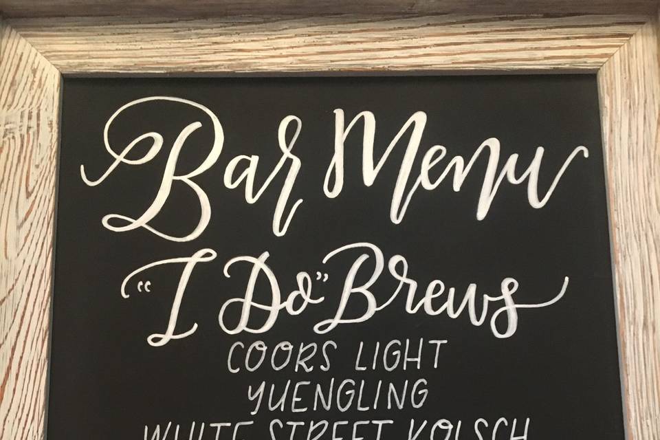 Bar menu chalkboard