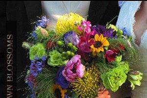 Alaskan Style vibrant color bouquet incorporating locally grown Alaskan product with Pincushion Protea.