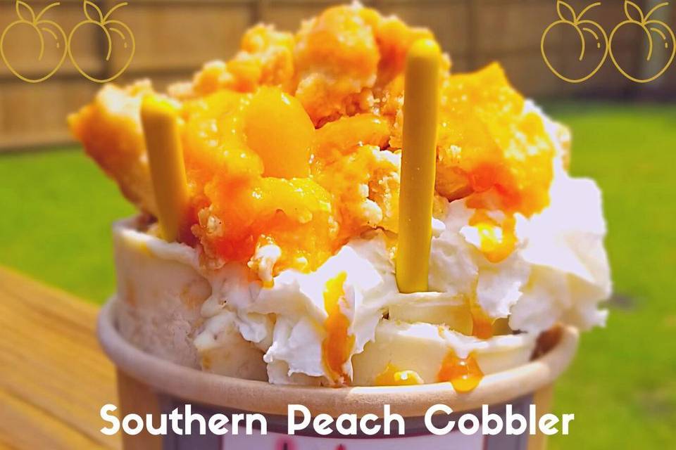 Peach Cobbler Rolled Ice Cream