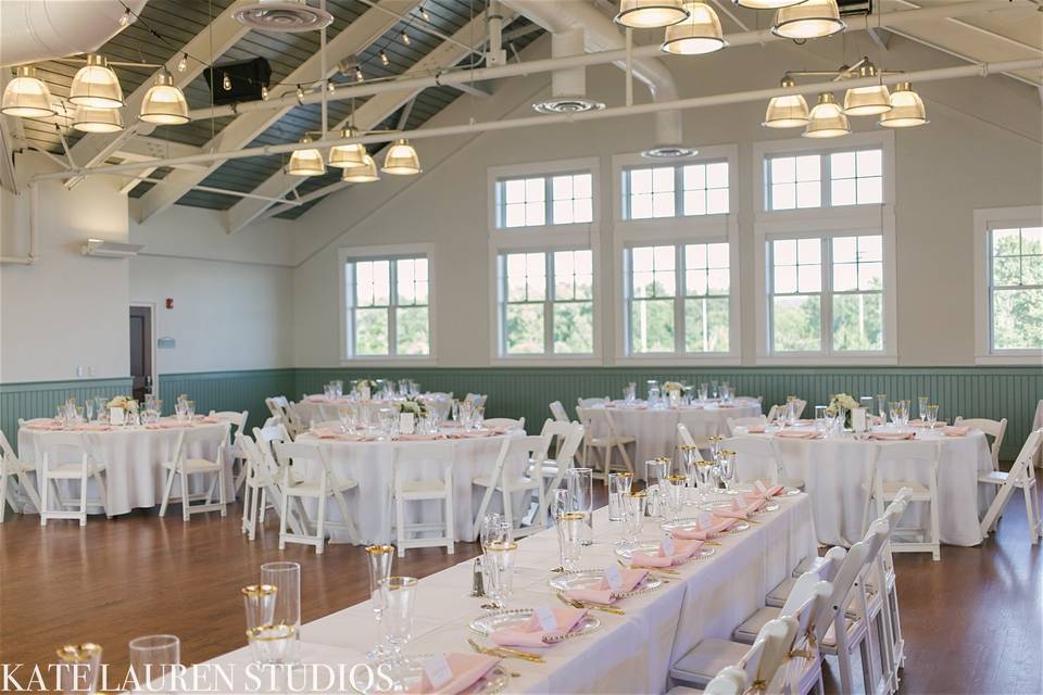 White tables and chairs | Photo by kate lauren studios