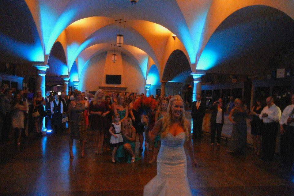 Bride tossing her bouquet