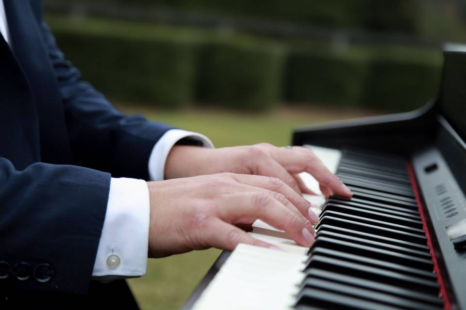 Playing piano for ceremony