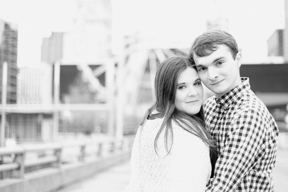 Cincinnati engagement session in black and white