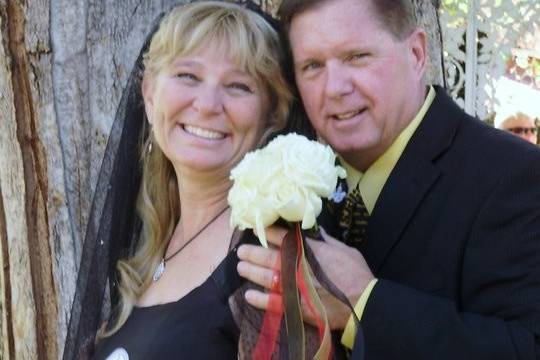 The happy couple at their themed wedding. Such a great day.