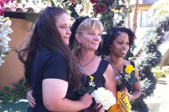 Love this picture of the wind slightly blowing around these three beautiful ladies.