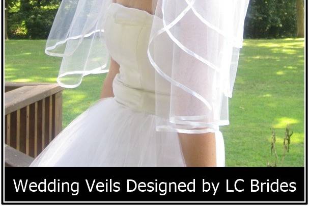 3 Tier Wedding Veil Created with Satin Ribbon Edging.