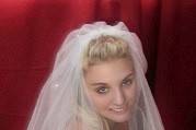 Drop Style Wedding Veil with Silver Edging and Swarovski Crystals.