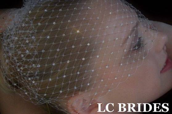 Birdcage Blusher Wedding Veil with Scattered Swarovski Crystals.