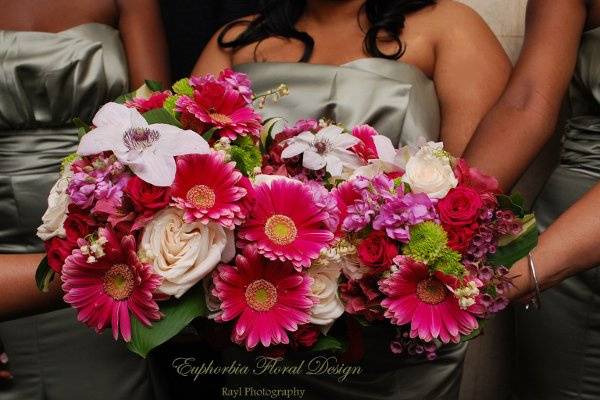 Three pink bouquets