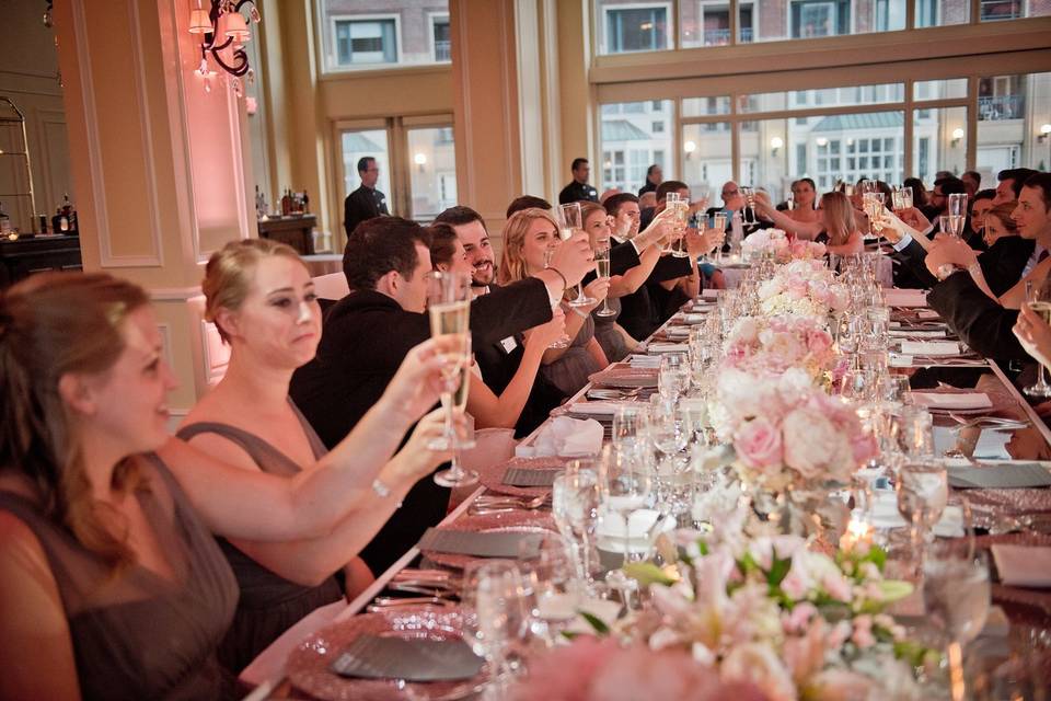 Long mirrored head table