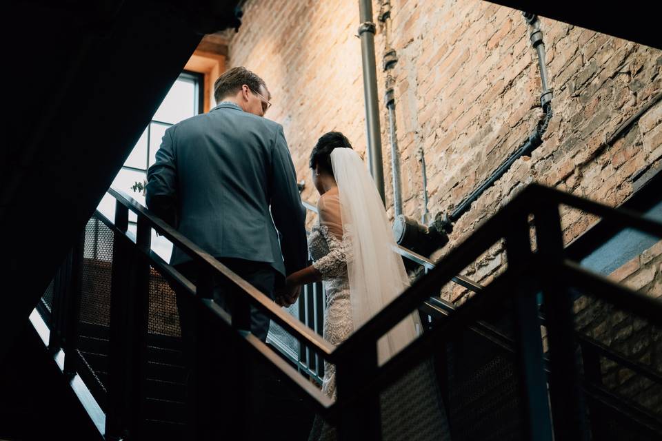 Stairs to wedding salon