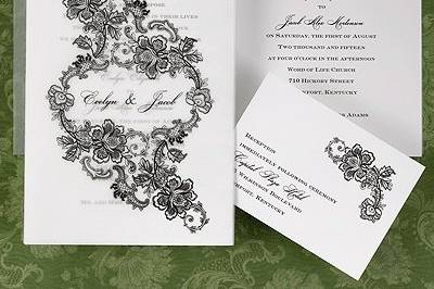2013 Wedding Invitation Trends - These vintage inspired invitations come with a translucent wrap with a design and your names printed on the front. 