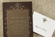 2013 Wedding Invitation Trends -1920's Wedding Brown Vintage: This brown invitation features a shimmery bronze design with your wedding details printed on it. 