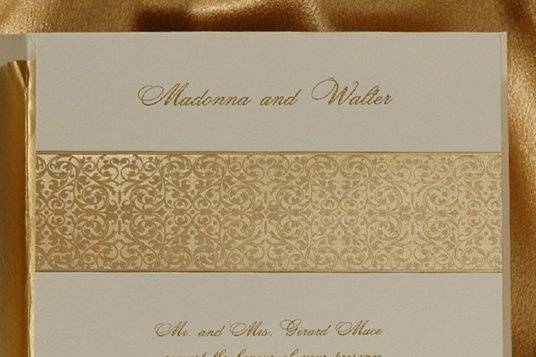 2013 Wedding Invitation - Foil - Gold Banner Invitation
