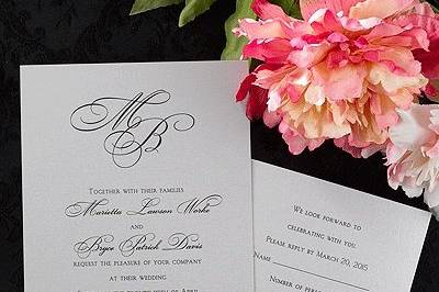2013 Wedding Invitation Trend - Elegant Monogram Silver Shimmer Tiffany