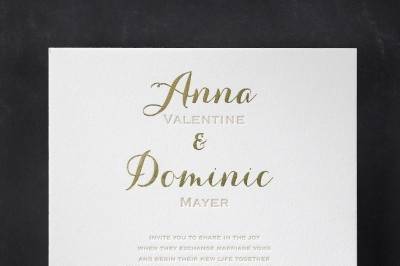 Joyous Spectacle - Invitation: Unmistakable elegance is created through the simple application of complementing lettering styles on this fine-quality invitation.
Dimensions: 7
