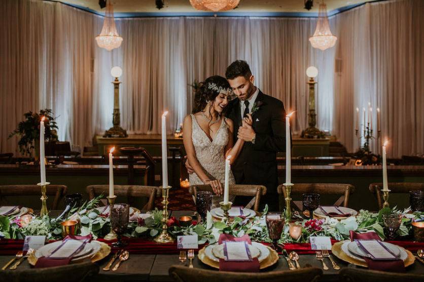 Newlyweds at the head table