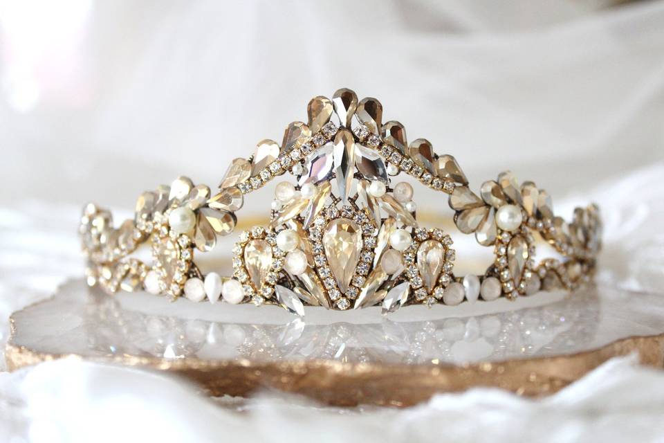 Antique gold wedding crown