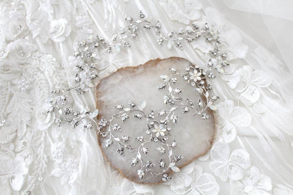 Antique silver bridal halo