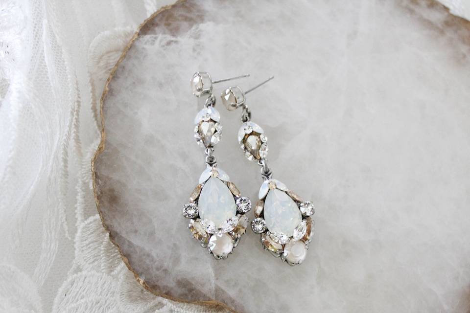 Opal bridal earrings