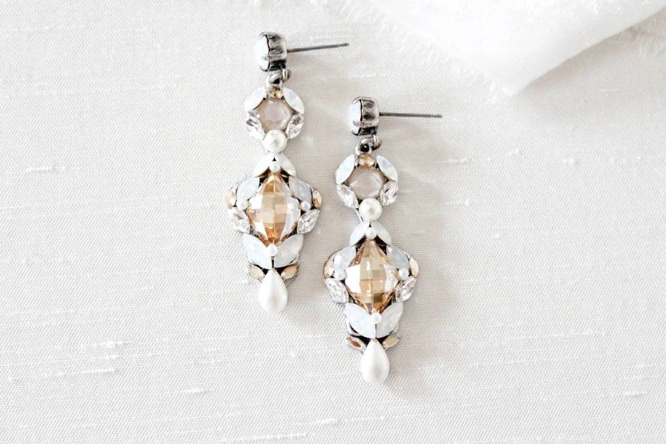 Swarovski drop bridal earrings