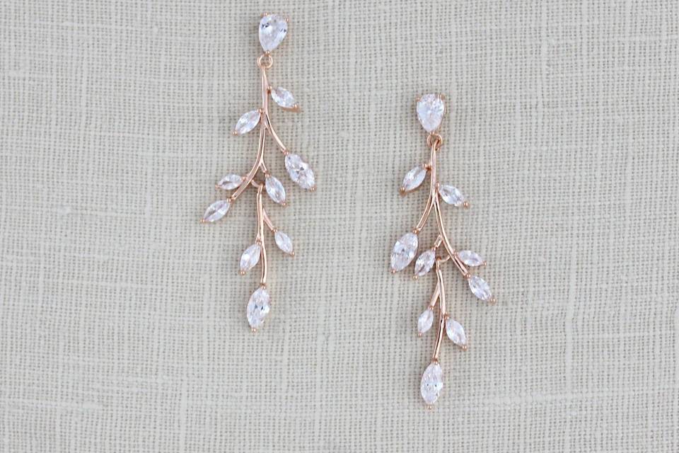 Rose gold vine style earrings