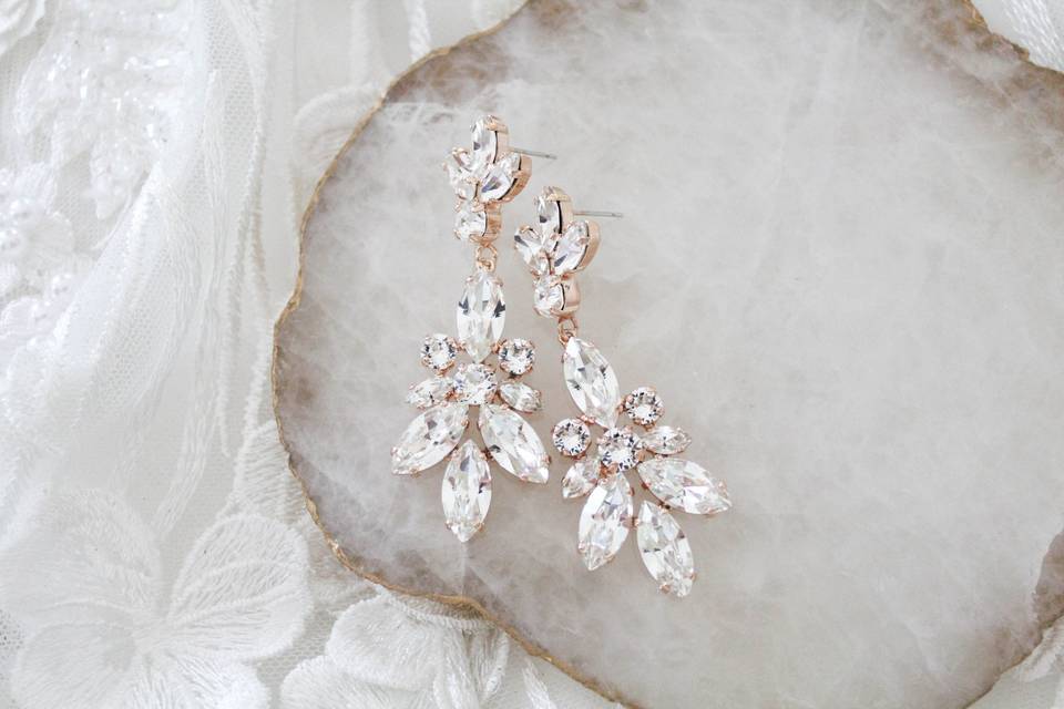 Rose gold Bridal earrings