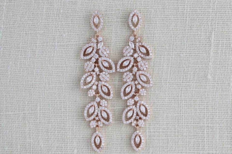 Cubic zirconia vine earrings
