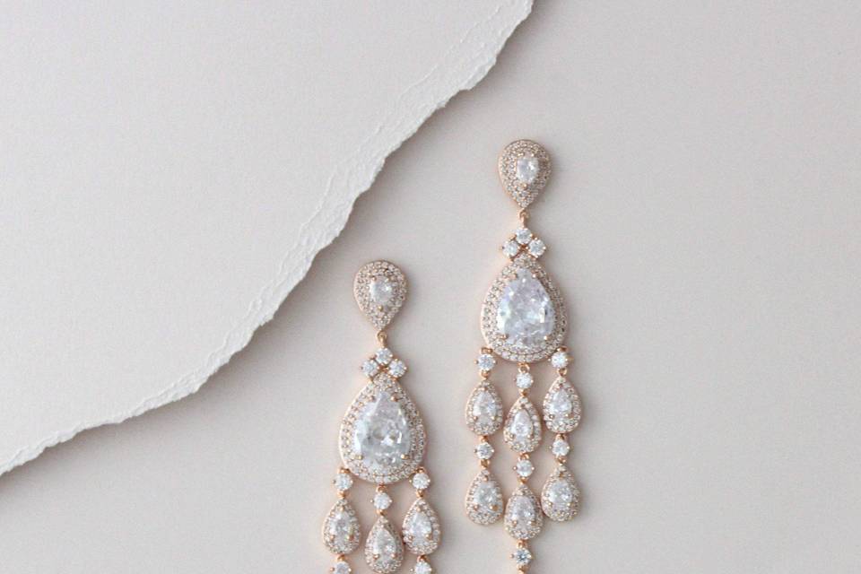Long crystal drop earrings