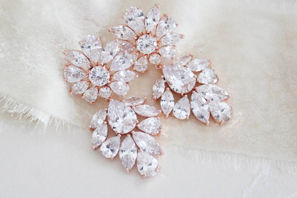 Rose gold bridal earrings