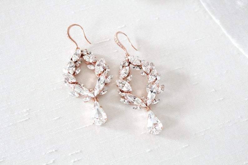 Crystal drop hoop earrings