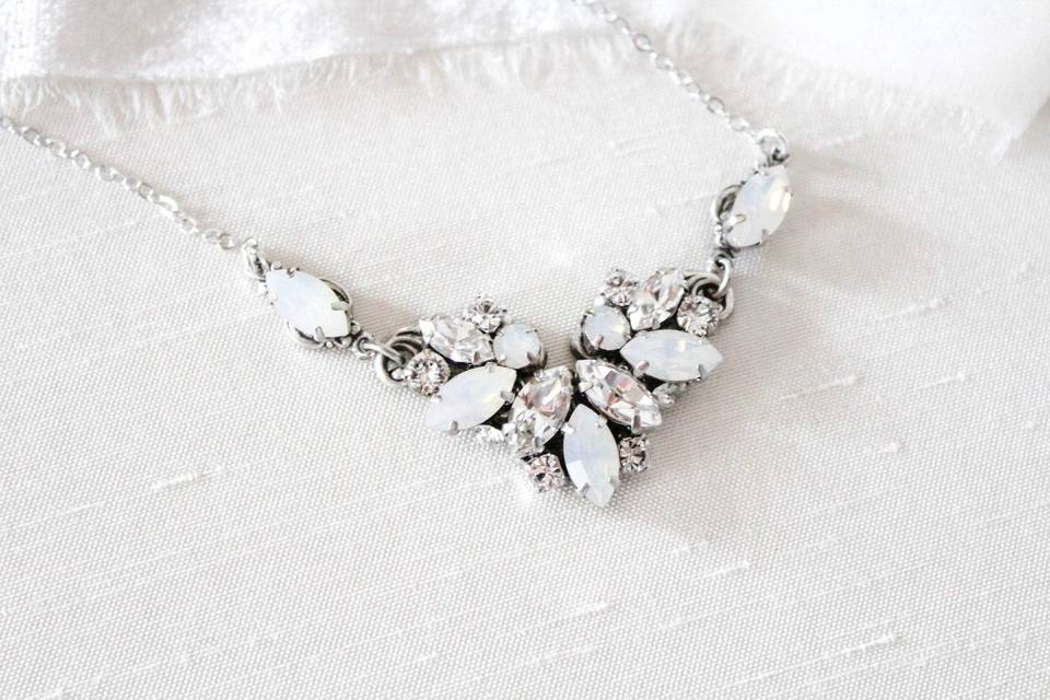 White opal bridal necklace