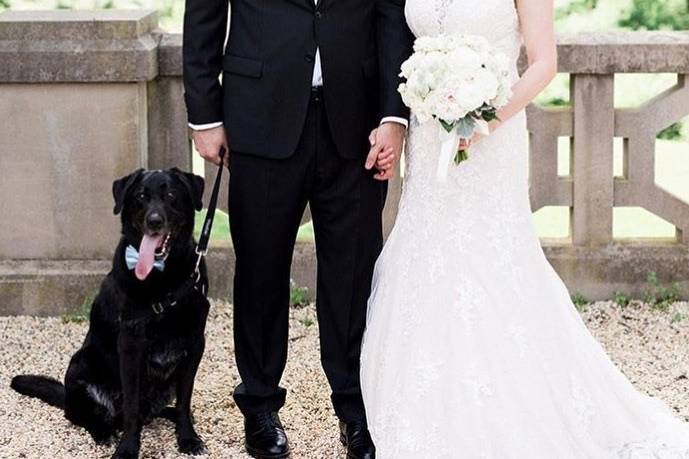 The happy couple with their dog
