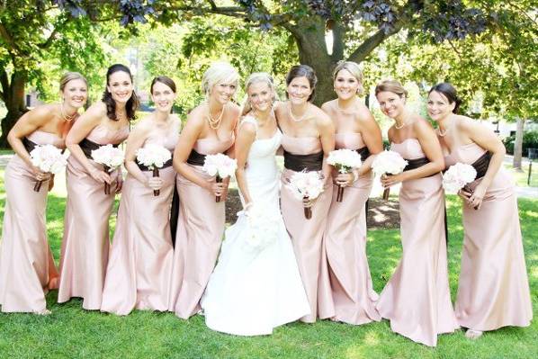 Bride with her bridesmaids