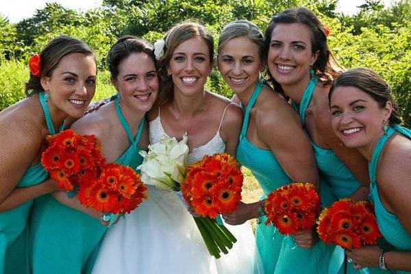 Bouquets of the bride and bridesmaids