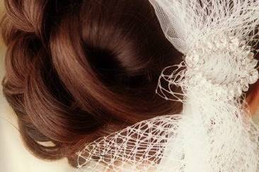 Bridal updo and hairpiece