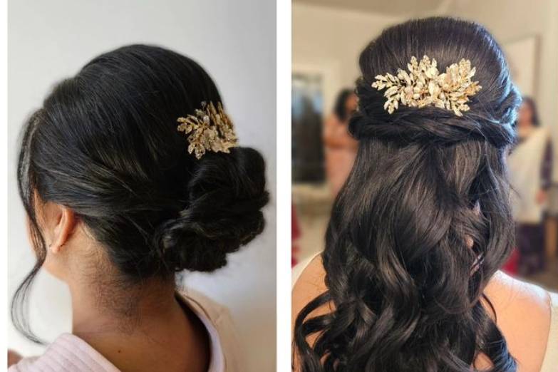 Same bride, 2 hairstyles