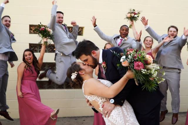 Wedding party celebrating love