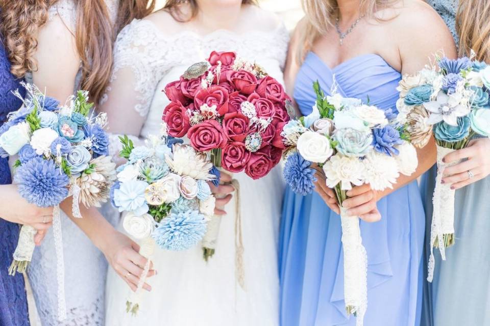Flowers and bridesmaids