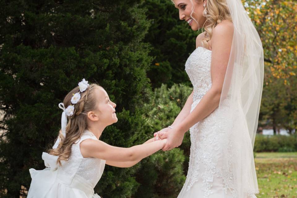 Flower girl and bride