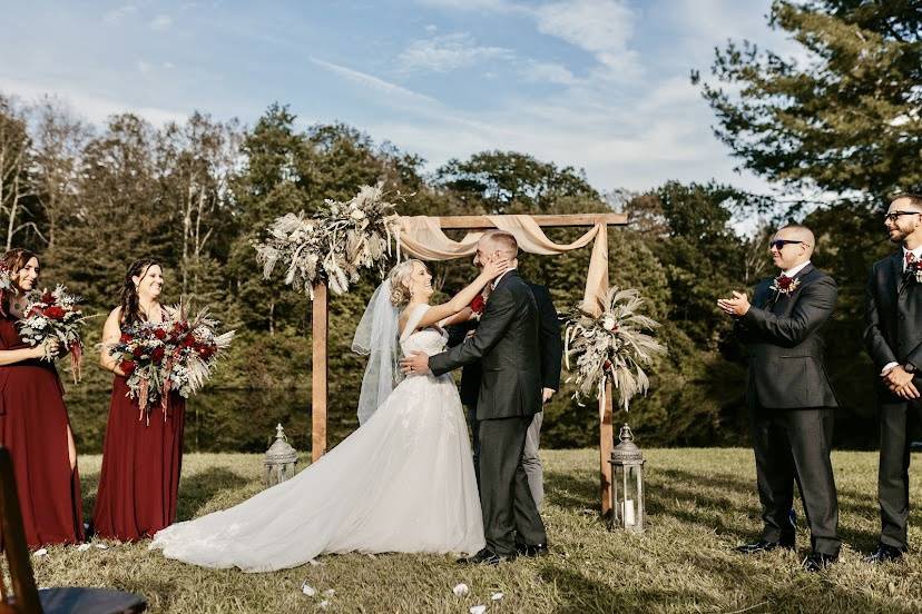 Wedding ceremony by the pond