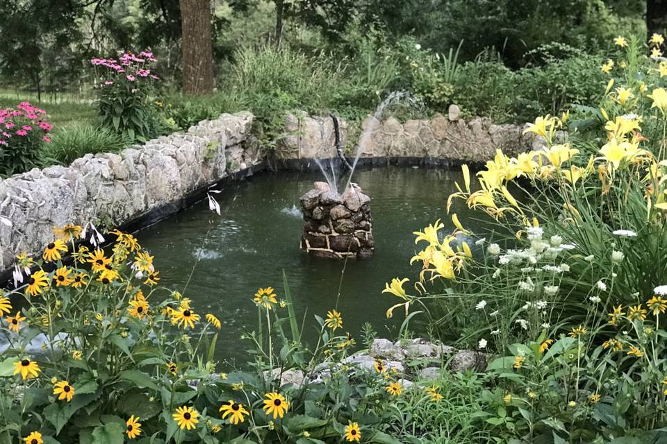 Stone goldfish pond