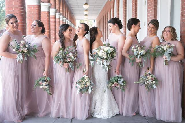 Bridesmaids in pink in Ybor Ci