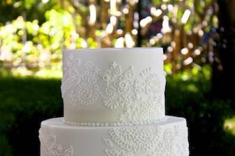 White wedding cake with berries