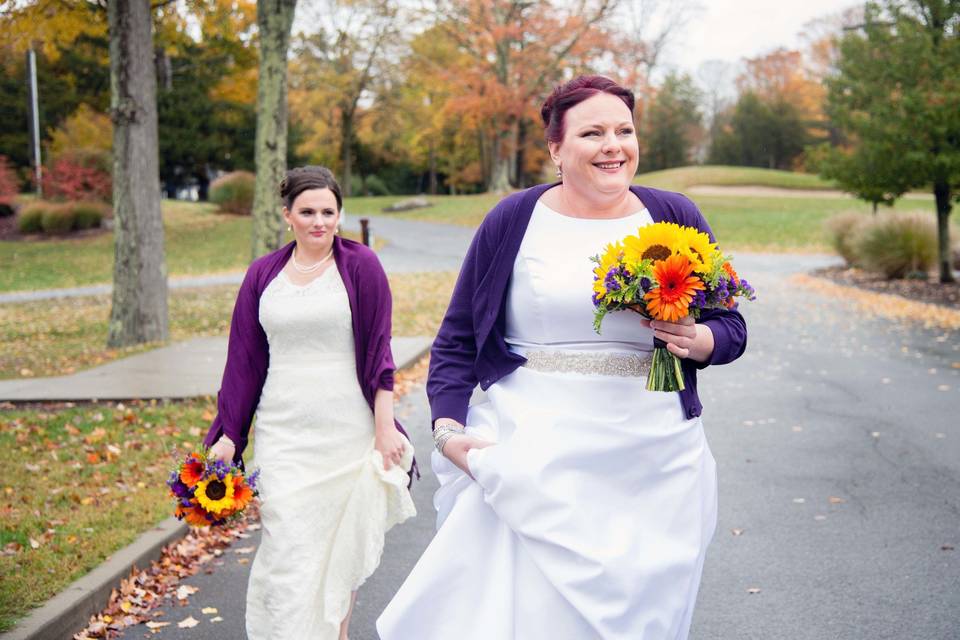Brides from a fall wedding