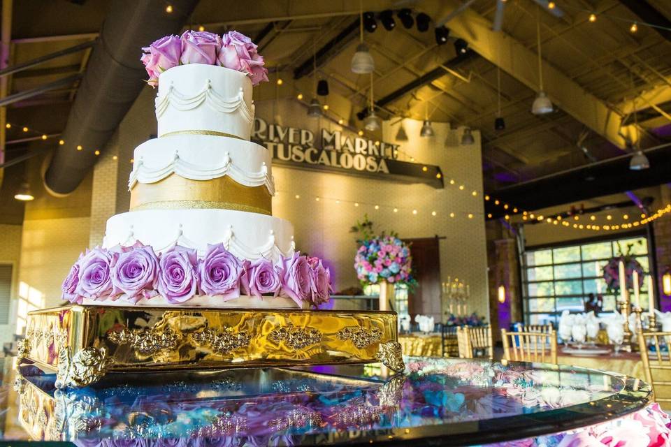 Multiple layered wedding cake