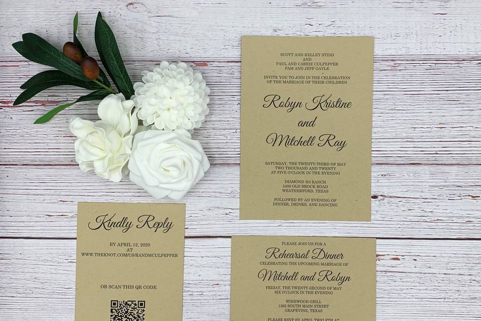 Wedding invite and rehearsal